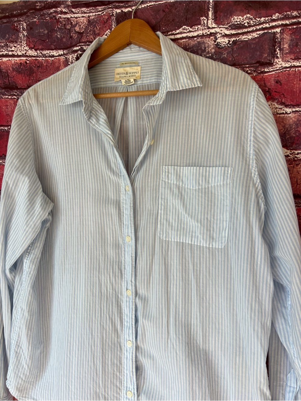 Denim & Supply Ralph Lauren RL Boyfriend Striped Button Down Shirt XL - Picture 2 of 6